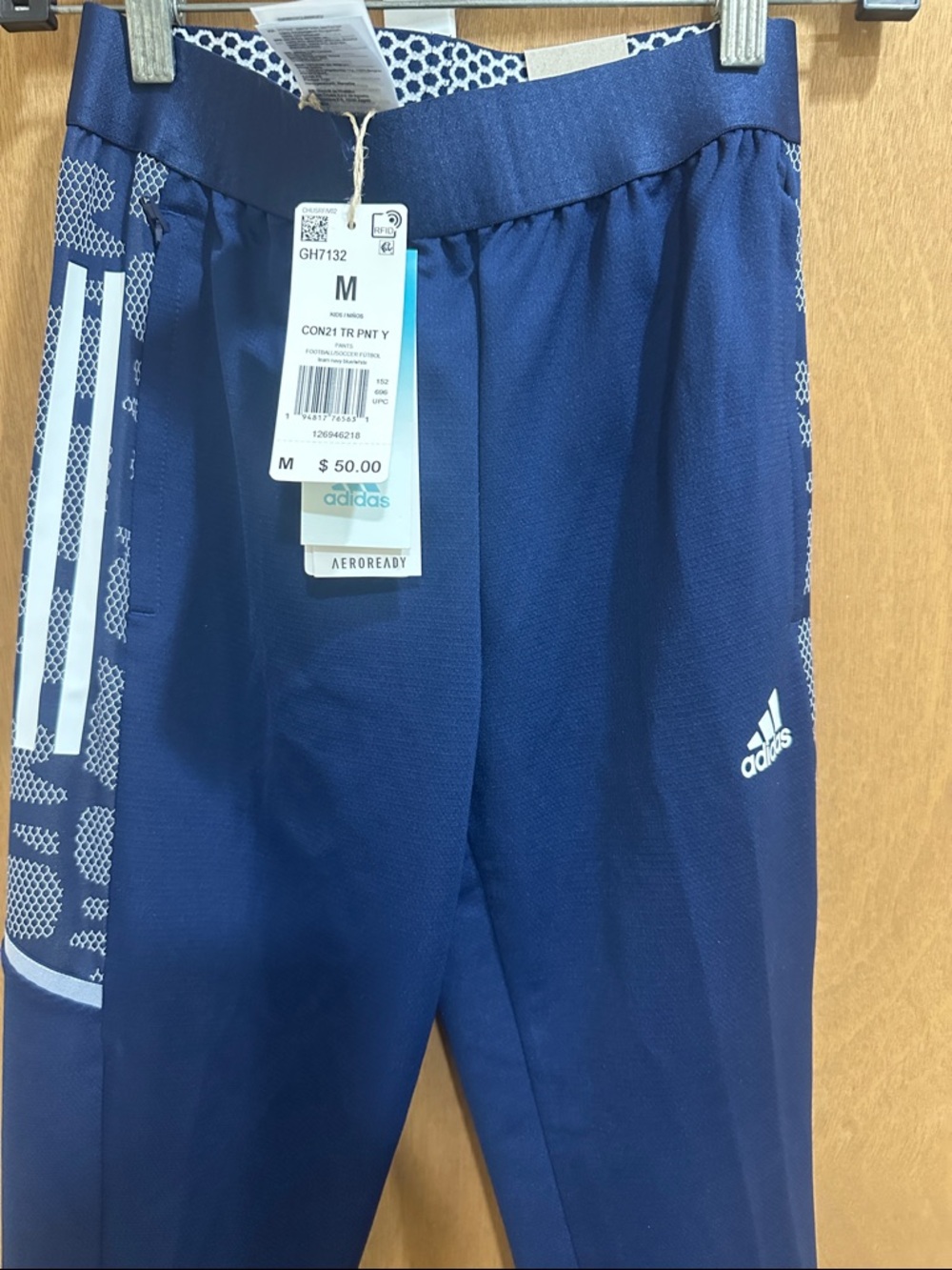 adidas Navy Blue AEROREADY Kids' Sweatpants with Patterned Side Panels